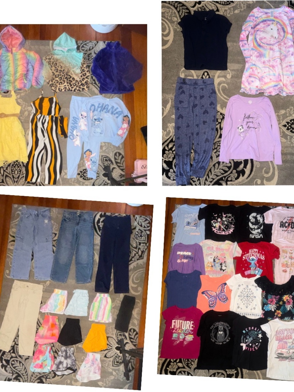 Girls size 7 Mixed Clothing Bundle - Pastel, Purple, Black & Denim Pieces